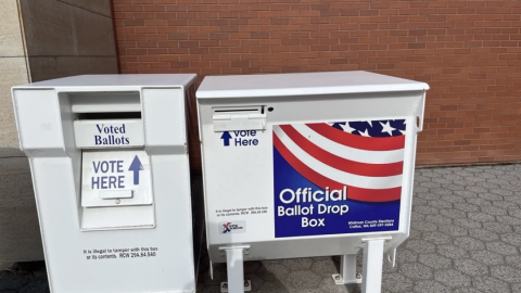 Ballot drop boxes at Washington State University in 2024.