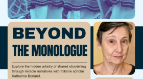 A poster for "Beyond the Monologue" with Katherine Borland.