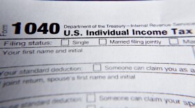 A close up image of the top of a 1040 tax document