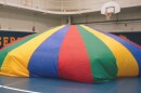 large, colorful gym parachute