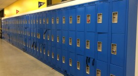 School lockers in a charter school hallway in November 2017.