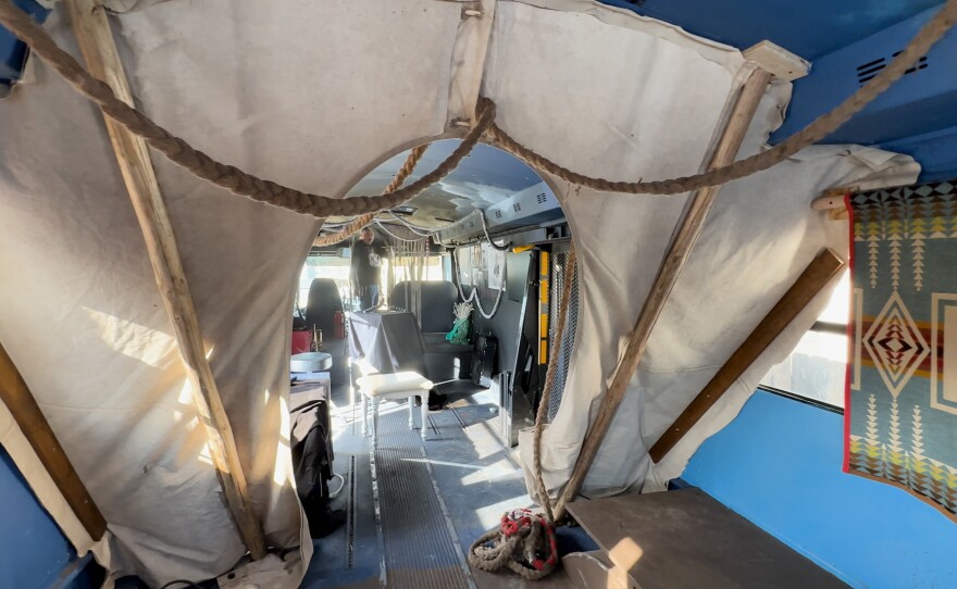 Exhibits inside the Breathing Healing Bus details some difficult elements of Colorado history as the 150th anniversary of Colorado approaches in 2026.