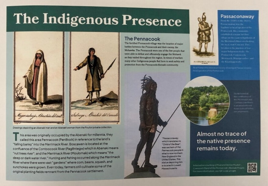 A panel on the indigenous presence in Boscawen was drafted by the Duston Island Task Force and will be located facing Commercial Street, the Northern Rail Trail and Duston Island. (Concord Monitor photo)
