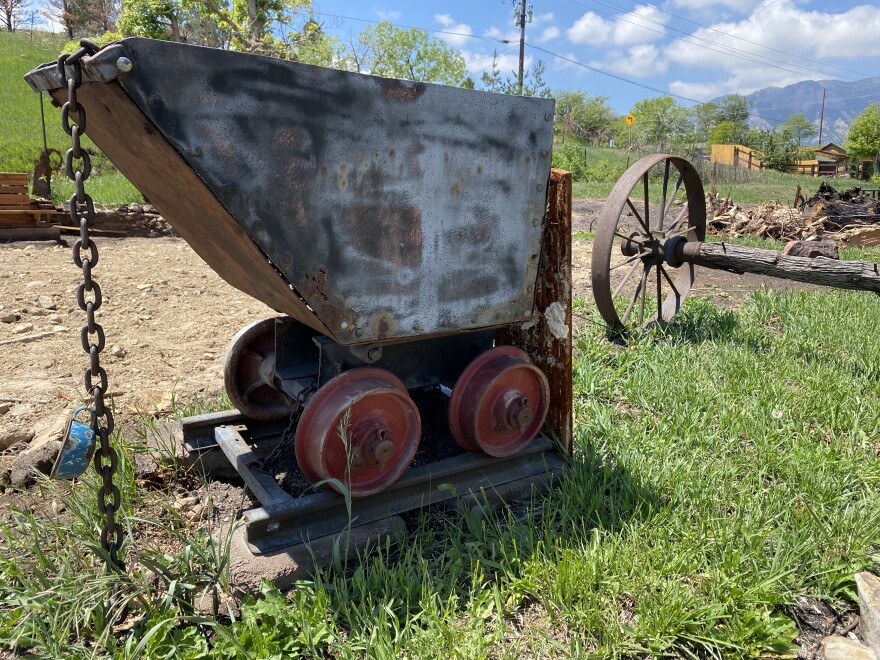 An old mining cart on Bob Gabriella's property survived the fire but much of his family's history was lost.