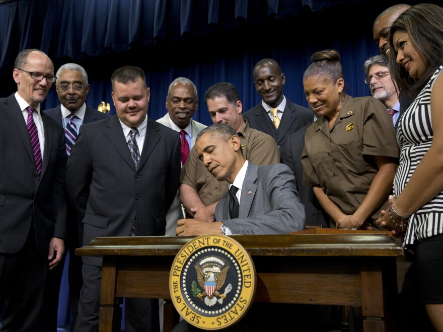 In July, President Obama signs the Fair Pay and Safe Workplace executive order, requiring prospective federal contractors to disclose labor law violations.