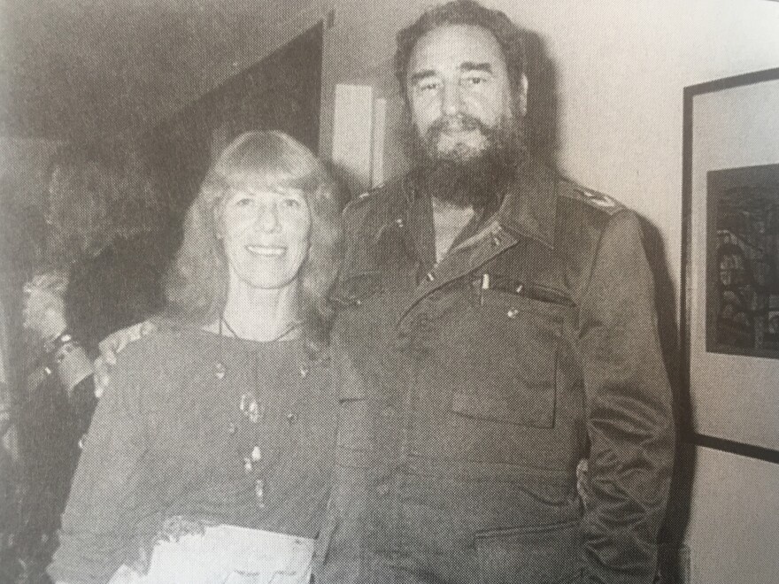 Lorna Burdsall with Fidel Castro in Havana, 1983.