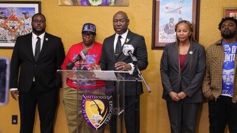 Civil rights attorney Ben Crump holds a press conference with Chantemekki Fortson Tuesday, Feb. 10.