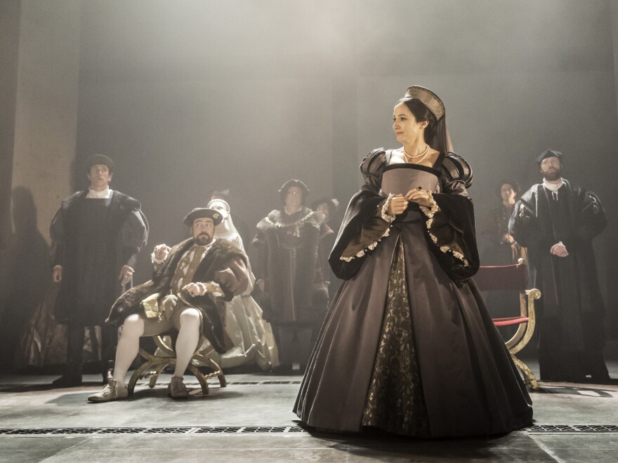 Lydia Leonard plays Anne Boleyn, Henry VIII's second wife, in the theater adaptation of Mantel's novels. Cromwell helped pave the way for both Boleyn's marriage and beheading.