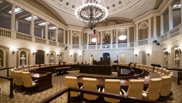 The Massachusetts Senate chamber.