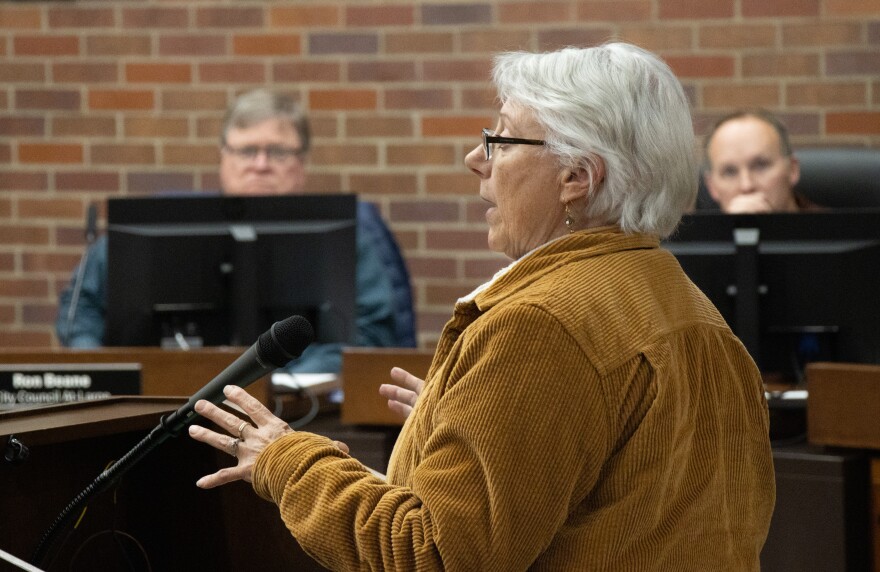 Resident Barbara Deig supports using Roberts Park for an alternative Pickleball courts location. Of Wesselman Park and Woods, she said, "I don't think sports parks need to be around around it and encompassing it, because it is a place for people to go to get some peace and some quiet and enjoy nature."