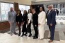 Akron Public Schools' new board lineup after a swearing-in ceremony in early January 2026. New President Barbara Sykes is third from the left. Vice President Rene Molenaur is to her right.