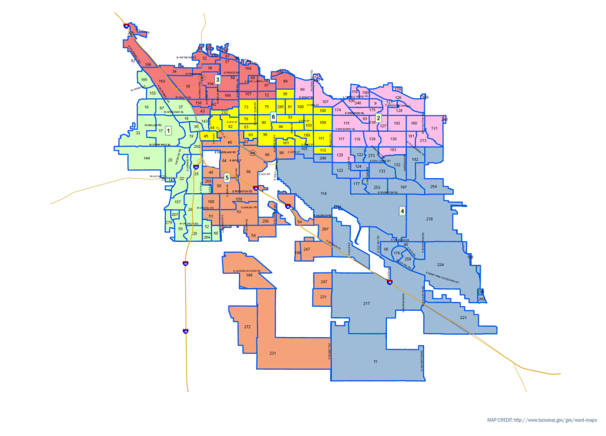 City of Tucson Voting Ward Map