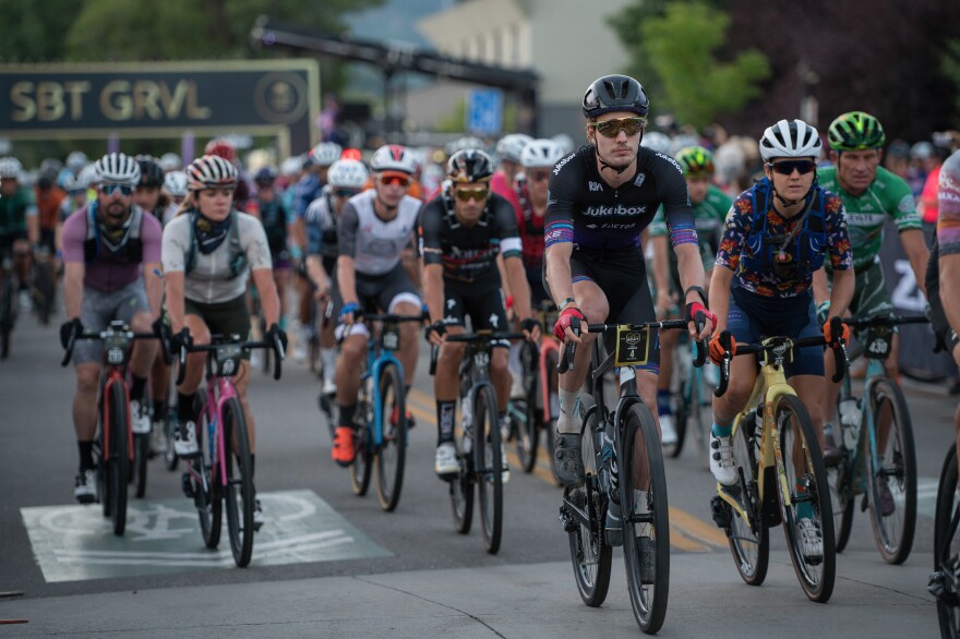 Cyclists compete during the SBT GRVL ride.