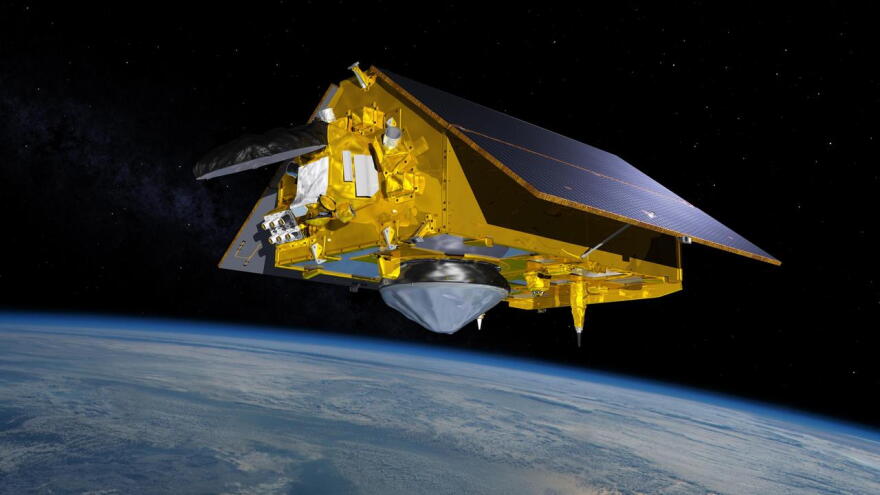 This illustration shows the Sentinel-6 Michael Freilich spacecraft in orbit above Earth with its deployable solar panels extended. As the world's latest ocean-monitoring satellite, it will collect the most accurate data yet on global sea level and how our oceans are rising in response to climate change. The mission will also collect precise data of atmospheric temperature and humidity that will help improve weather forecasts and climate models. Sentinel-6 Michael Freilich extends the near-30-year record of satellite measurements of sea level that was initiated by the U.S.-European TOPEX/Poseidon mission in 1992 and continued with the Jason-1, 2, and 3 series of sea level observation satellites. Launched in 2016, Jason-3 is currently providing data.