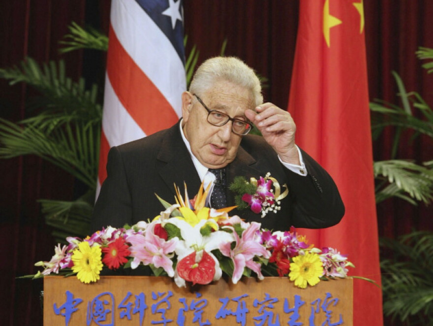 Former U.S. secretary of state, Henry Kissinger, delivers a speech at the Graduate University of Chinese Academy of Sciences on April 3, 2007 in Beijing, China. Kissinger joins Ted Koppel and host Neal Conan in today's second hour to discuss the challenges and opportunities of China today.