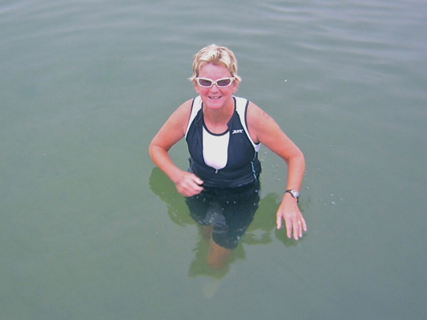 Janet Ohlsen, pictured here in 2009 after completing a triathalon, has battled depression, anxiety and bipolar disorder. After a long search for mental health care, Ohlsen found a psychotherapist with whom she clicked.