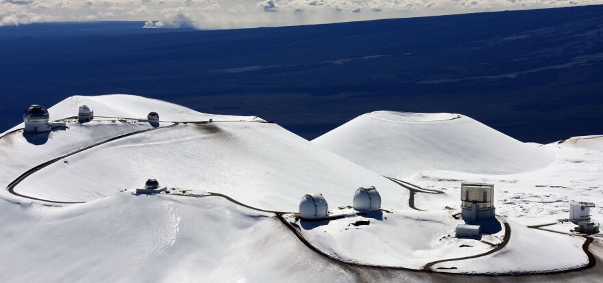 FILE - This Jan. 6, 2009, file photo shows astronomy observatories atop Maunakea. (AP Photo/Tim Wright, File)