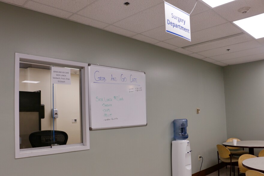 The old operating room reception area of the hospital that will serve as a makeshift café and food source later this month. Picture taken May 17, 2018. 