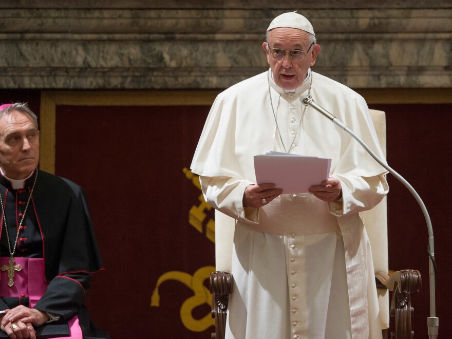 Pope Francis told a gathering of cardinals Friday that clergy who break their vows by sexually abusing children are similar to Judas Iscariot, the disciple who betrayed Jesus Christ.