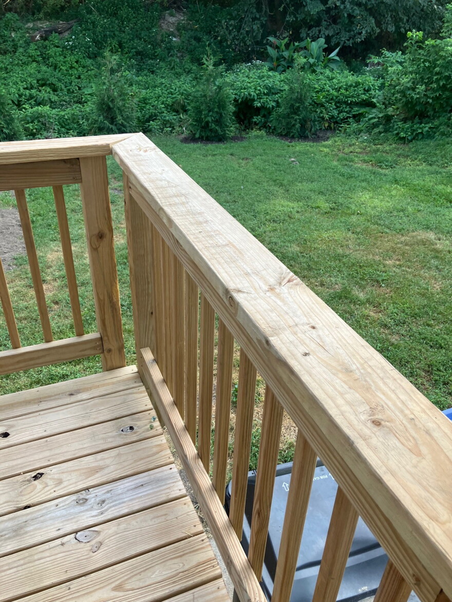 A new back deck overlooks the back yard of the West 13th Street home.