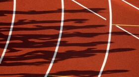 Runners in the first prelim of the women's 3000-meter steeplechase cast shadows at the U.S. Olympic Track and Field Trials Sunday, June 20, 2021, in Eugene, Ore.