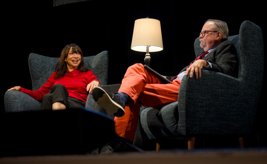 Illeana Douglas and Colin on stage at The Katharine Hepburn Cultural Arts Center in Old Saybrook, Connecticut, on September 15, 2026.