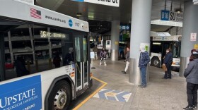 Passengers at the Centro Transit Hub Feb. 7, 2024.