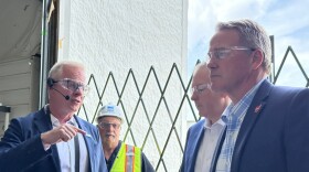 U.S. Sen. Jon Husted (right) and U.S. EPA Administrator Lee Zeldin (center-right) tour Revive Environmental in Columbus in July 2026.