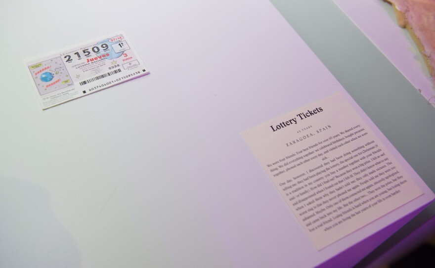 This lottery ticket symbolizing a broken friendship was on display at a recent pop-event for The Museum Of Broken Relationships.