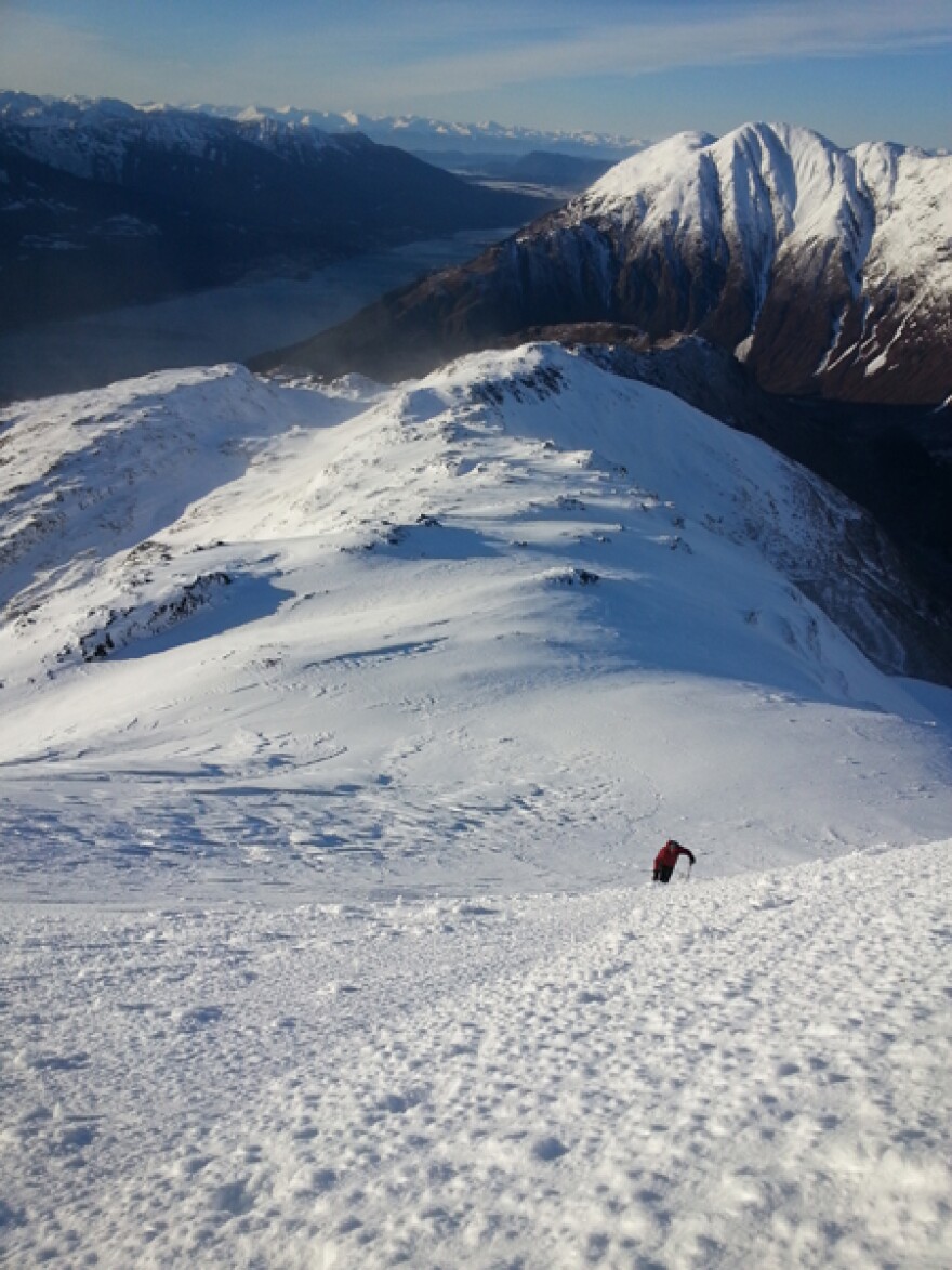 West Peak Ridge near where Matt Callahan and friends were stranded earlier this month. A Juneau Mountain Rescue team rescued the group on Feb. 2. (Photo courtesy Matt Callahan)