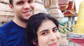 British academic Matthew Hedges was jailed — and then pardoned — after being accused of spying in the UAE. He is seen here with his wife, Daniela Tejada, while on holiday in Thailand.
