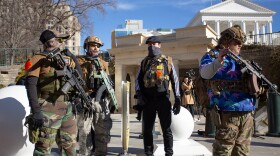 Gun rights demonstrators gather at the Virginia State Capitol on Lobby Day in Richmond, Va., January 16, 2023.