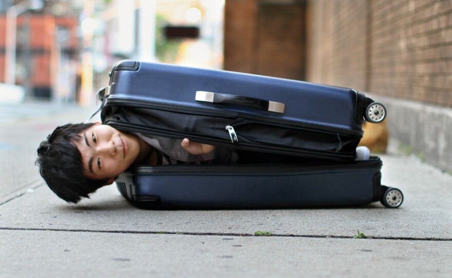 "My girlfriend is staying in an all-women's dorm and I don't have enough money to book a hotel for the entire time that I'm in New York," said the subject. "So we're going to try to sneak me into her dorm in a suitcase."