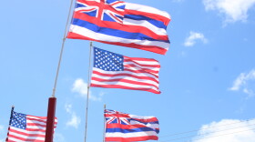 Hawaiian and American flags on Maui