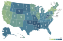 A chart showing what percentage of each state either adheres or sympathizes with Christian nationalist beliefs.