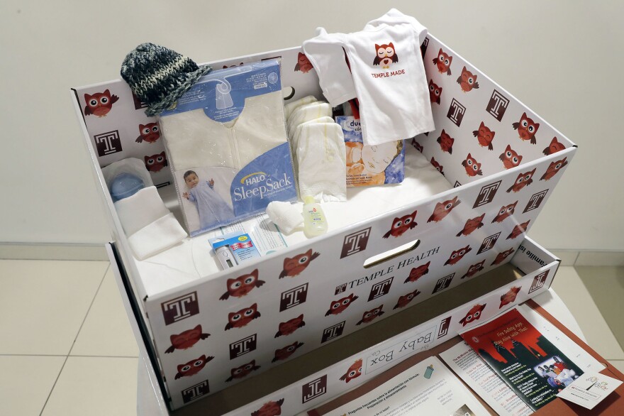 The hospital's approach to promoting safe sleep includes giving new moms a cardboard baby box and face-to-face sleep education delivered by a specially trained nurse.