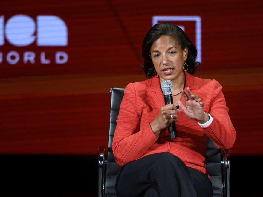 Former US National Security Advisor Susan Rice speaks at the Women in the World Summit on April 11, 2019 in New York City. (Photo by Johannes EISELE / AFP) (Photo credit should read JOHANNES EISELE/AFP via Getty Images)