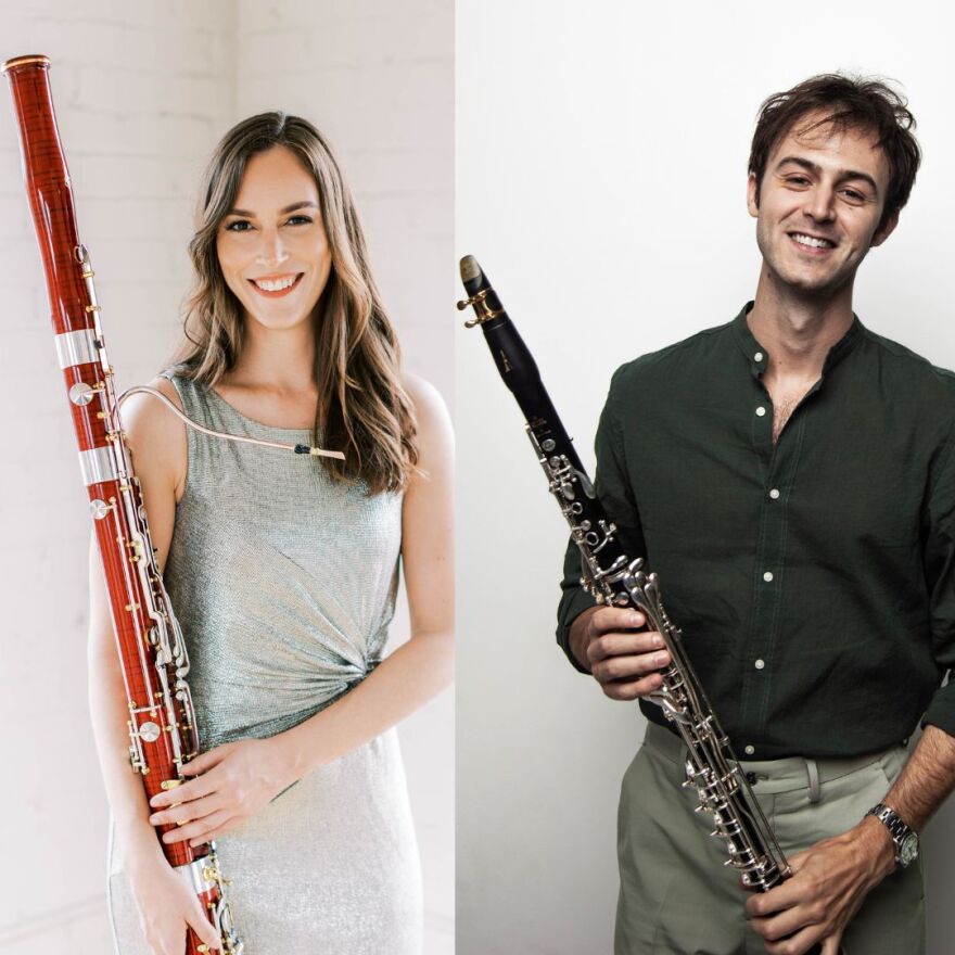 WindSync bassonist Kara LaMoure and clarinetist Graeme Steele Johnson