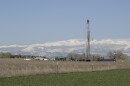 A drilling rig operating near Erie, Colorado.