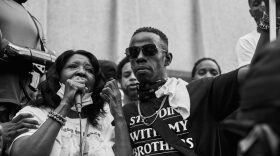 Gloria Mayo addresses the crowd to speak on the killing of her son, Keith Collins, by the Raleigh Police Department. Saturday, May 30, 2020.