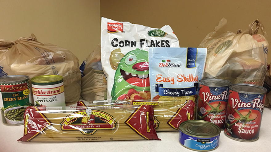 The CARE bags contain enough food for up to eight meals.