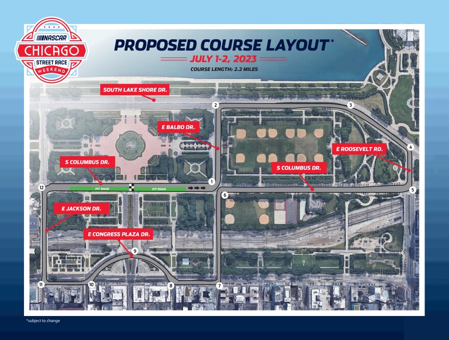 The proposed course layout for the Chicago Street Race.