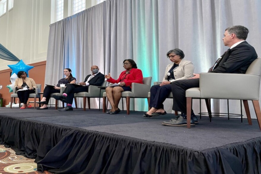 Health experts and community leaders participated in a panel discussion about community health, inequities and trust on Friday, June 3, 2022. The event was co-hosted by Eli Lilly and IU Health.