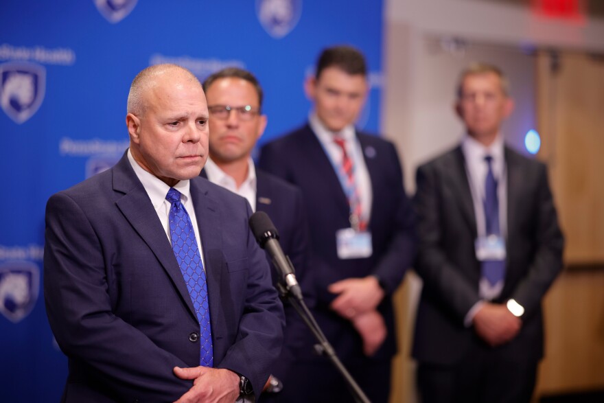 Lt. Col. George Bivens, Pennsylvania State Police acting commissioner, gives an update on Wednesday's helicopter crash.