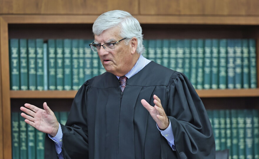 Judge William Sullivan addresses the jury during deliberations during Lindsay Clancy’s murder trial on Friday, Sept. 4, 2026, in Plymouth, Mass.