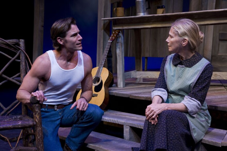 John Bisom (left) as Dillard Nations and Joyce Cohen as Annie Nations in the Utah Shakespearean Festival?s 2009 production of Foxfire. (Copyright Utah Shakespearean Festival. Photo by Karl Hugh.)