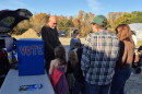 Democratic candidate for New York state Senate Devin Lander campaigns at a ‘Trunk or Treat’ event on Sunday, Oct. 18, 2026 in Rensselaer County, just outside Troy. Lander is vying to unseat incumbent Republican Sen. Jake Ashby.