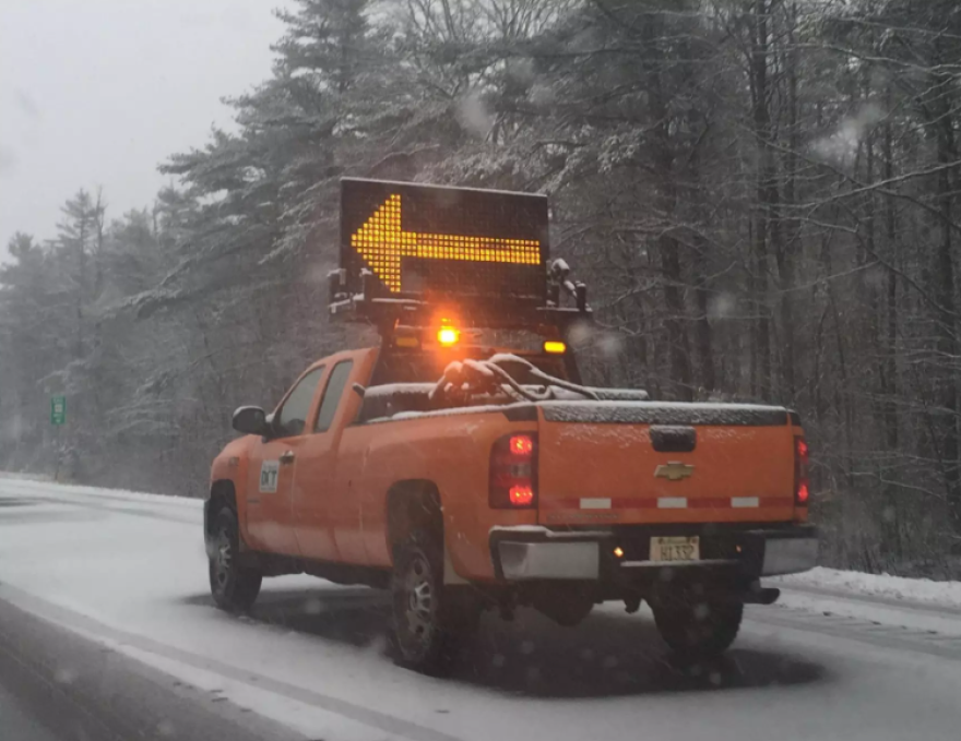 A New Hampshire DOT truck during a winter storm. File photo.