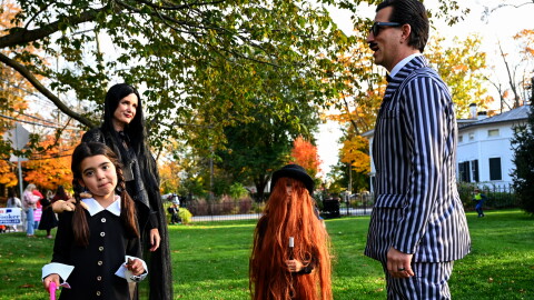 Westport resident Chris Tierno and his wife, Nicole, are dressed up as members of the Addams family alongside their children at the annual Westport Halloween Parade on 10/28/26, Tierno and his wife say they're more scared about cost of living issues like inflation.