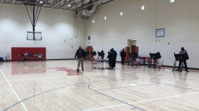 Voters casting ballots at Olympic High School in south west Charlotte.